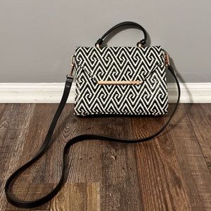 Black and white Ted Baker shoulder bag with bright yellow interior.